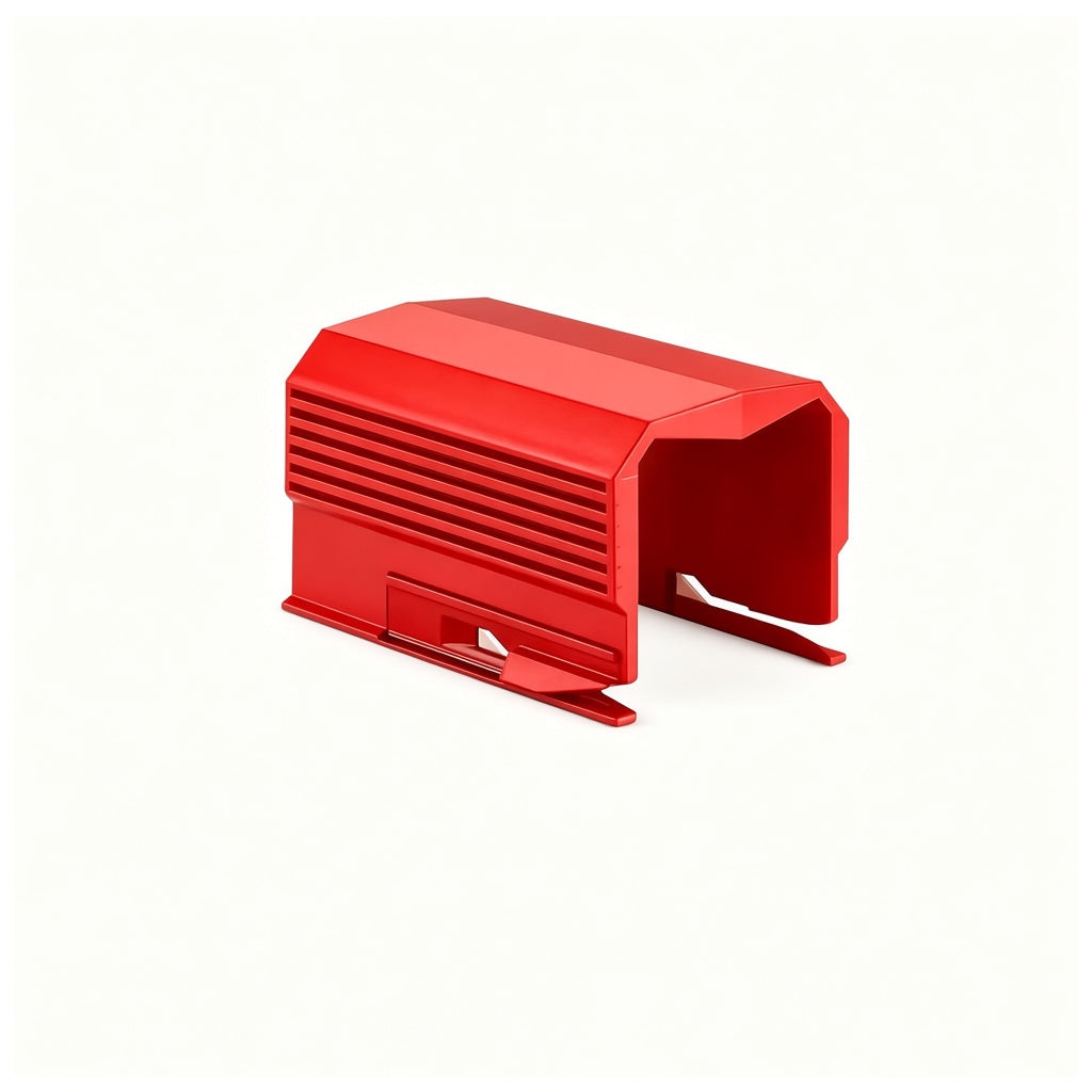 Cortador de papel de regalo deslizante rojo, fondo blanco