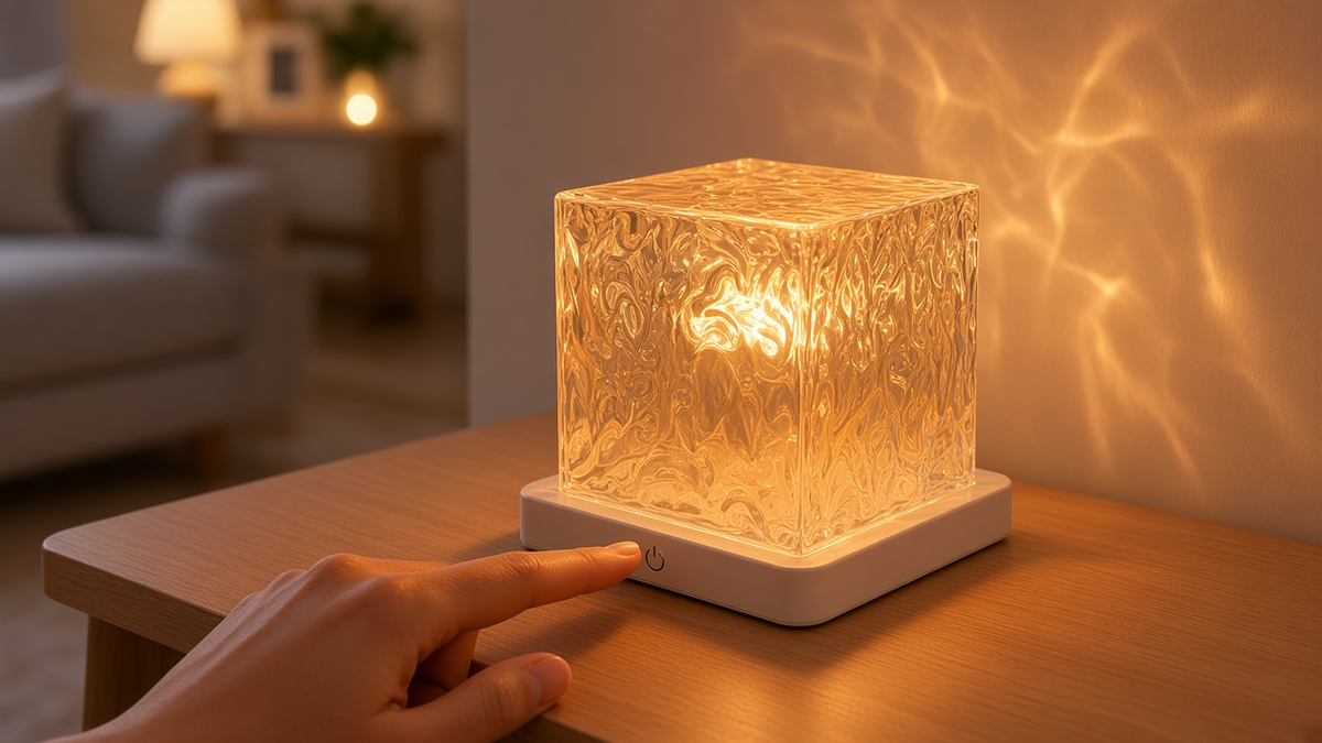 Encendido táctil de la luz ondas de agua en tono cálido